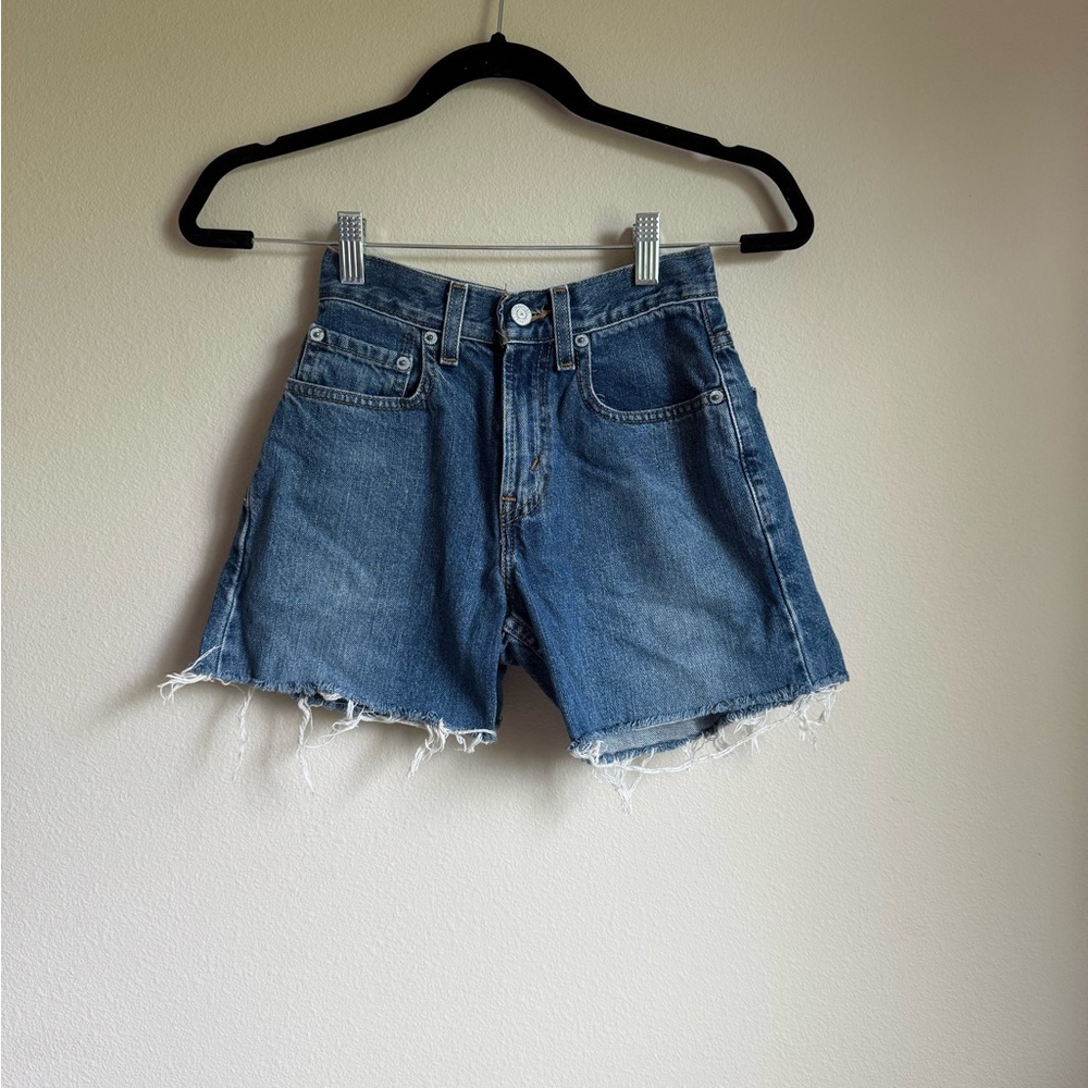 Lee Blue Jean Shorts with Frayed Hem